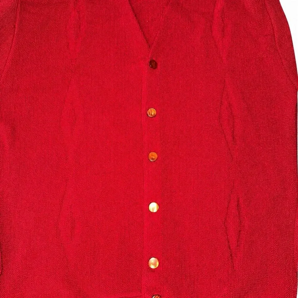 Vintage Abbott’s Red Cardigan Sweater Men’s 38 V-Neck Button Grandpa S/M